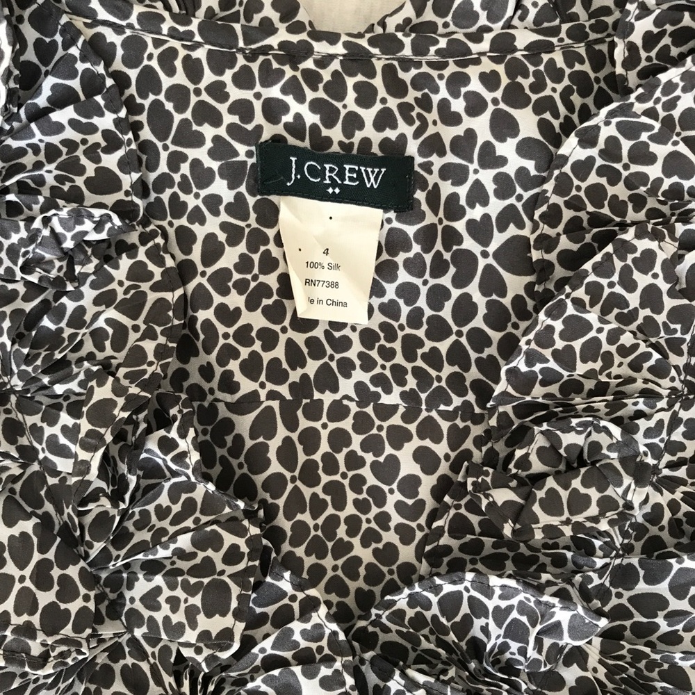 J Crew Patterned Silk Ruffle Collar Shell - image 3